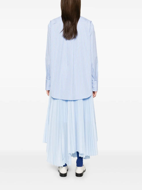 PLAN C STRIPED SHIRT WITH SCARF