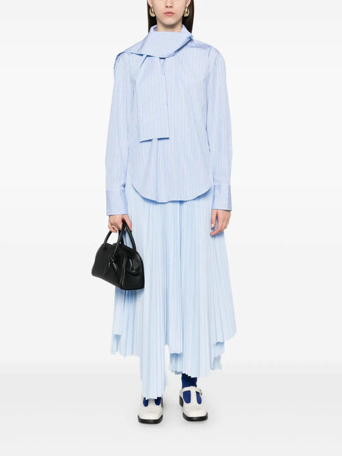 PLAN C STRIPED SHIRT WITH SCARF