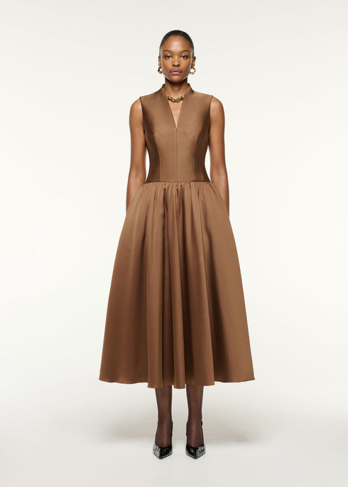 ROLAND MOURET TAFFETA MAXI WITH BALL SKIRT