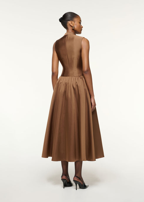 ROLAND MOURET TAFFETA MAXI WITH BALL SKIRT