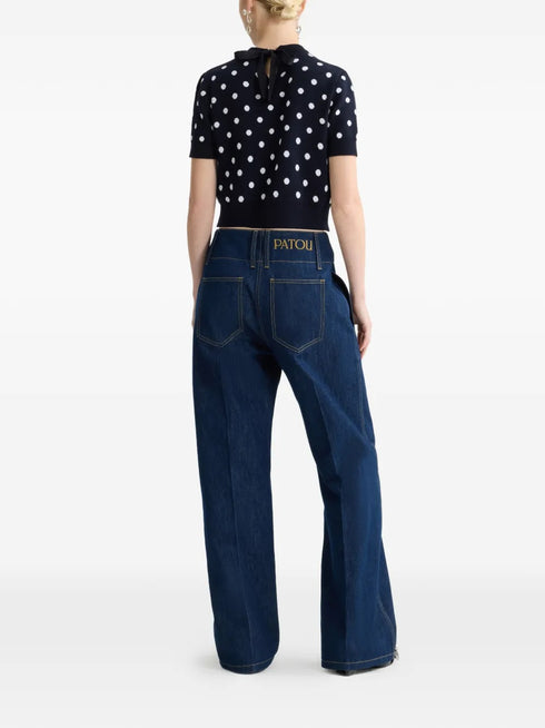 PATOU POLKA DOT CROPPED KNITTED