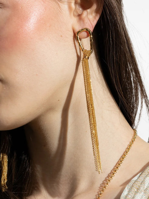 FORTE FORTE SCULPTURE FRINGED EARRINGS