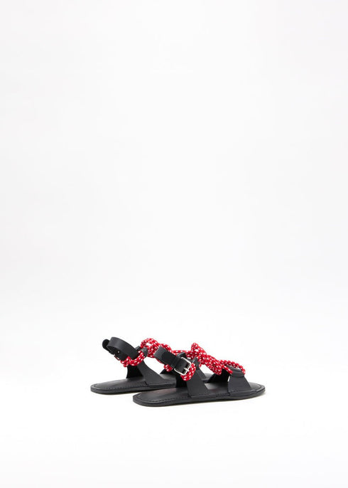 PLAN C KNOTTED CORD LEATHER SANDALS