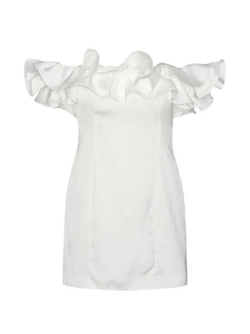 ROTATE SATIN MINI RUFFLE DRESS