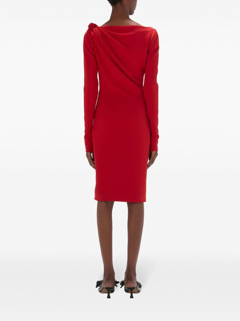 JW ANDERSON SHOULDER DRAPE V-NECK DRESS
