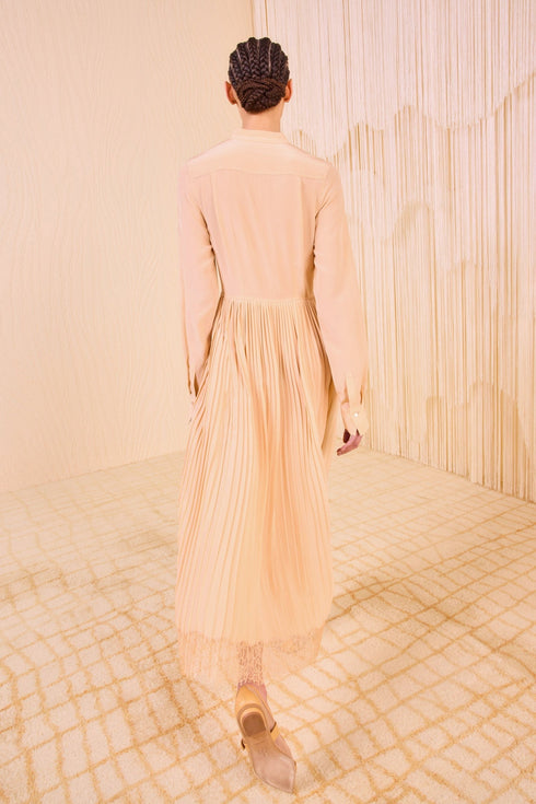 ULLA JOHNSON AVIANA PLEATED SHIRT DRESS