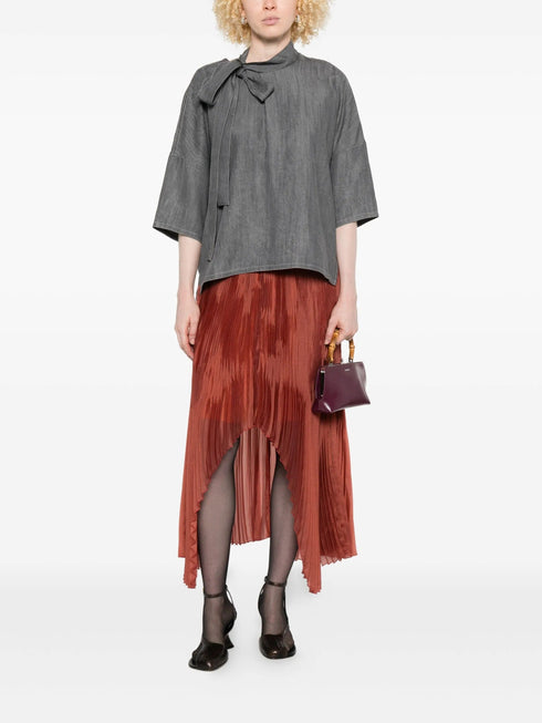 ULI SCHNEIDER DENIM BOWTIE BLOUSE