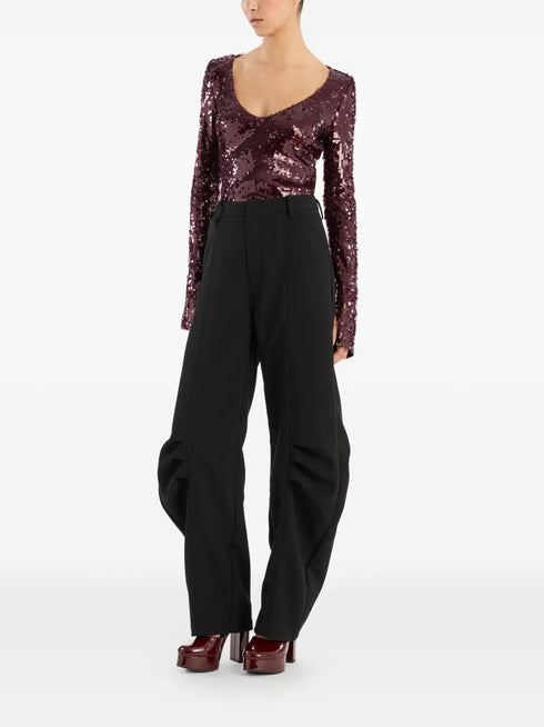 ROTATE SEQUINS V-NECK TOP