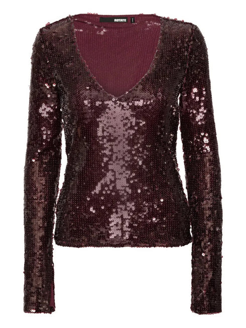ROTATE SEQUINS V-NECK TOP