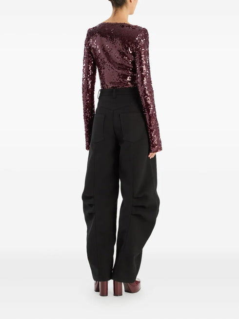 ROTATE SEQUINS V-NECK TOP