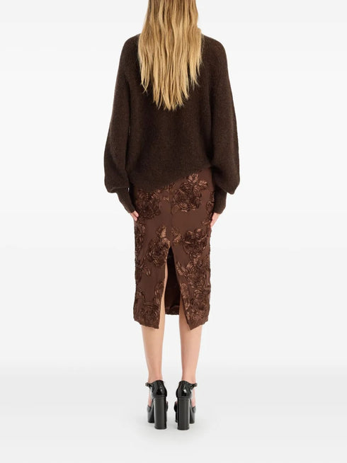 ROTATE FLOWER MESH PENCIL SKIRT