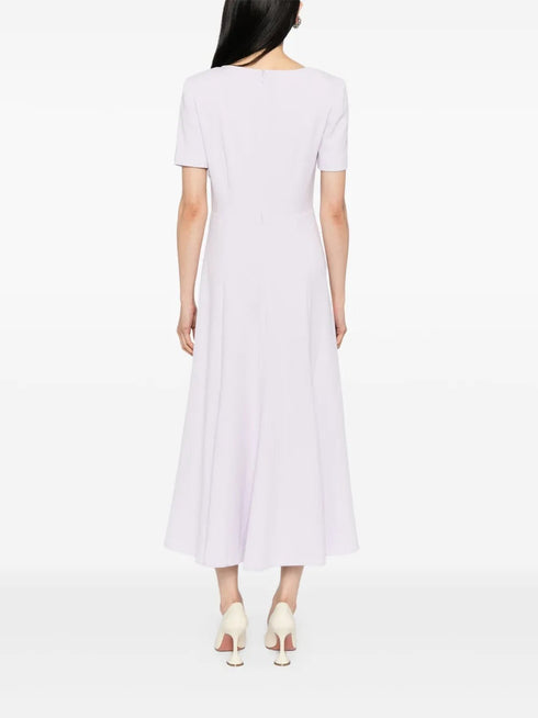 ROLAND MOURET SHOULDER DRAPE MIDI DRESS
