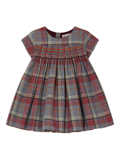 BONPOINT SMOCKED PLAID DRESS
