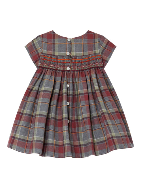 BONPOINT SMOCKED PLAID DRESS