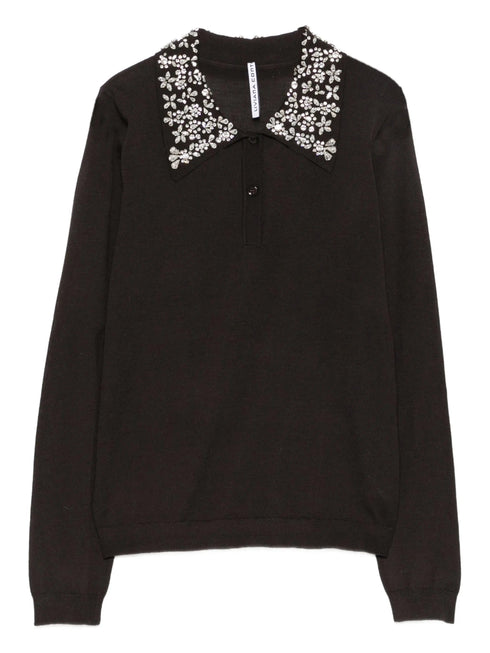 LIVIANA CONTI EMBELLISHED COLLAR POLO
