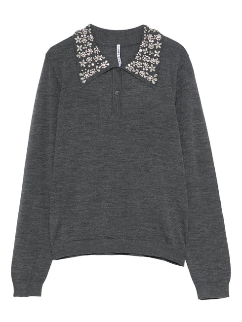 LIVIANA CONTI EMBELLISHED COLLAR POLO