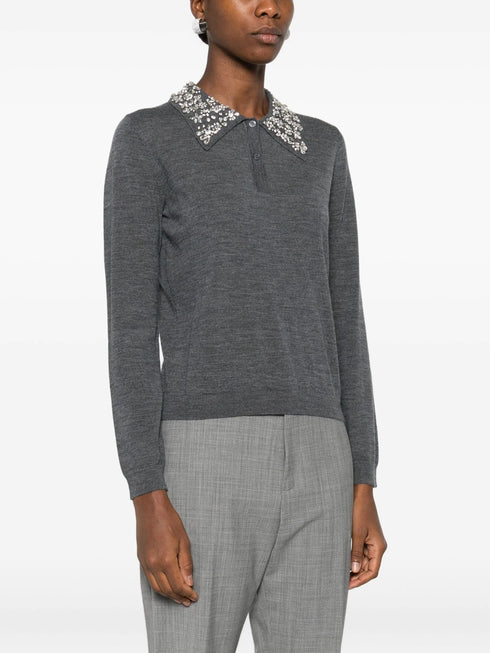 LIVIANA CONTI EMBELLISHED COLLAR POLO