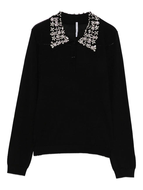 LIVIANA CONTI EMBELLISHED COLLAR POLO