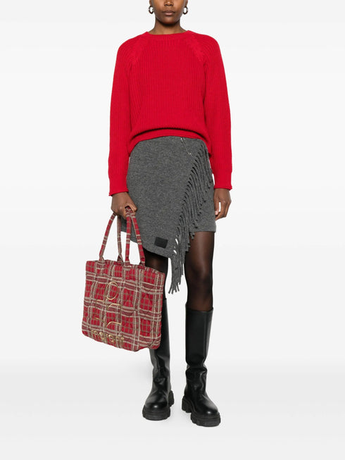 ULI SCHNEIDER FRINGED WOOL MINI SKIRT