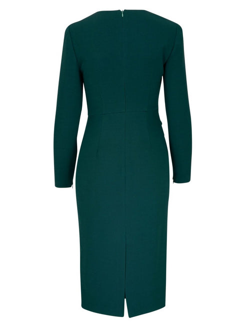 ROLAND MOURET RUCHED MIDI DRESS
