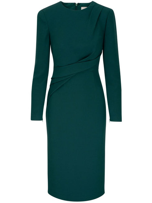 ROLAND MOURET RUCHED MIDI DRESS
