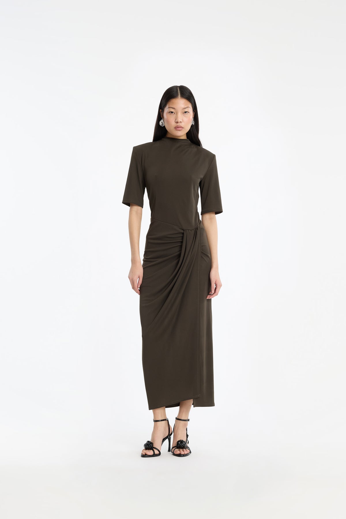 ROTATE DRAPED MIDI DRESS