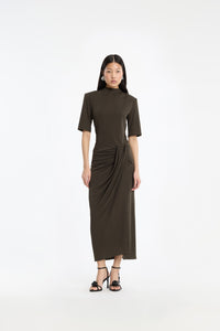 ROTATE DRAPED MIDI DRESS