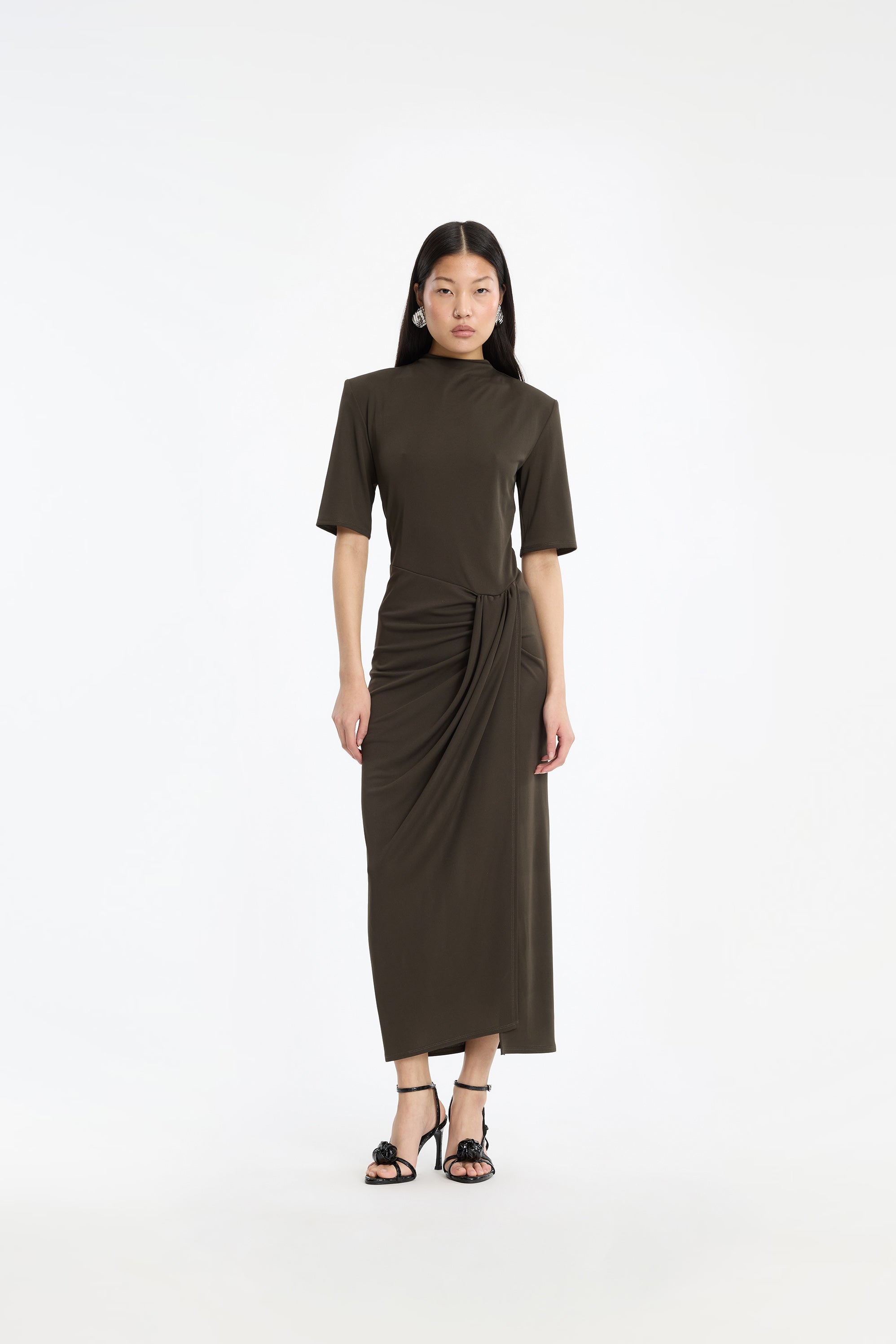 ROTATE DRAPED MIDI DRESS
