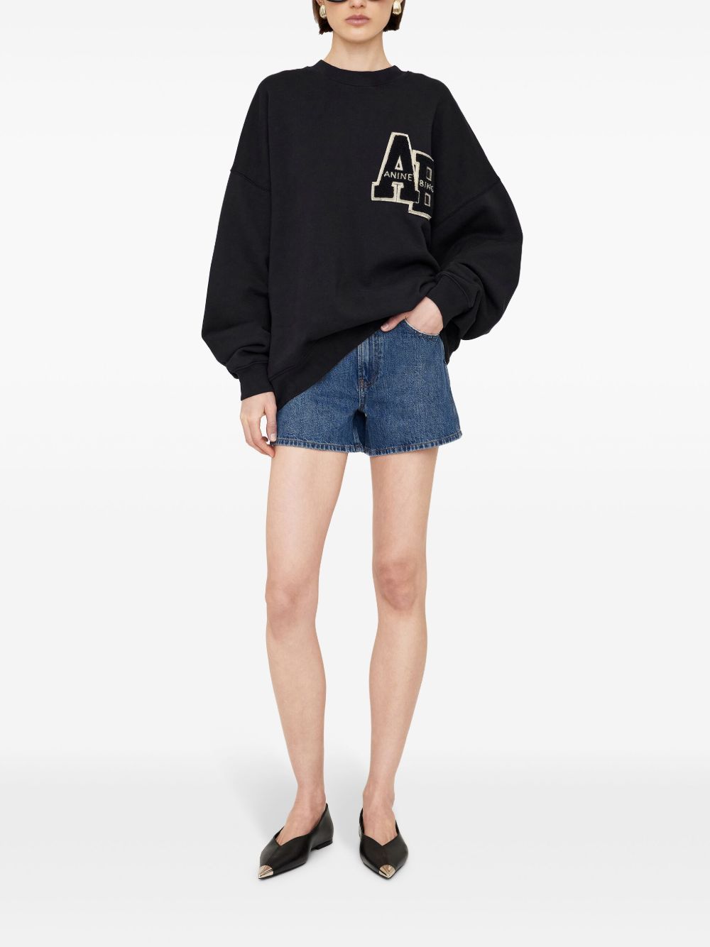 ANINE BING MILE OVERSIZED LETTERMAN