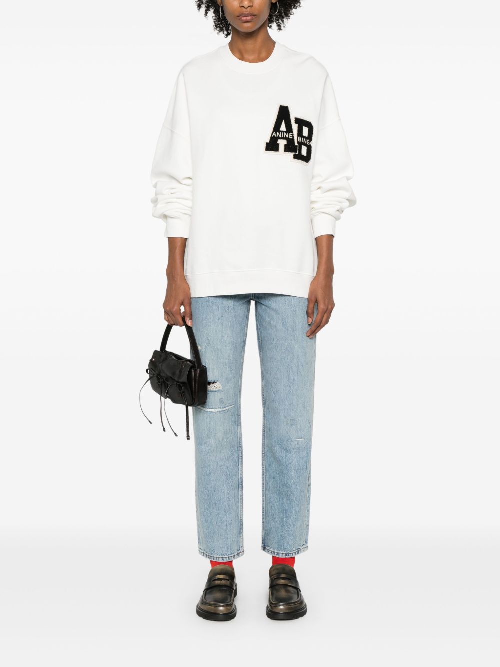 ANINE BING MILE OVERSIZED LETTERMAN