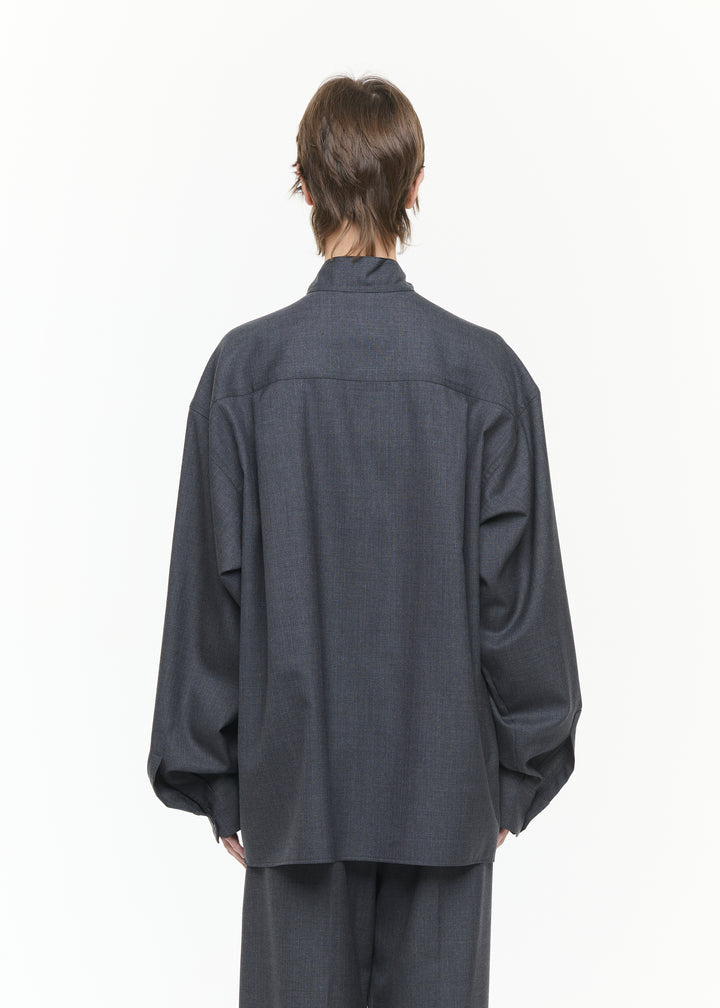 PLAN C SCARF COLLAR SHIRT