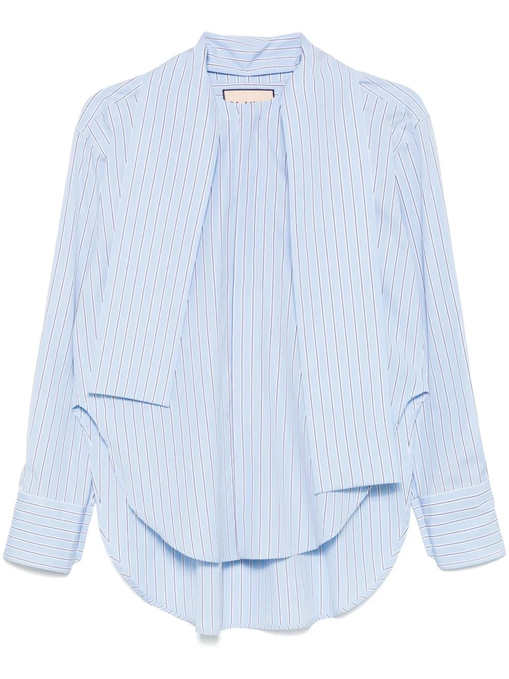 PLAN C STRIPED SHIRT WITH SCARF