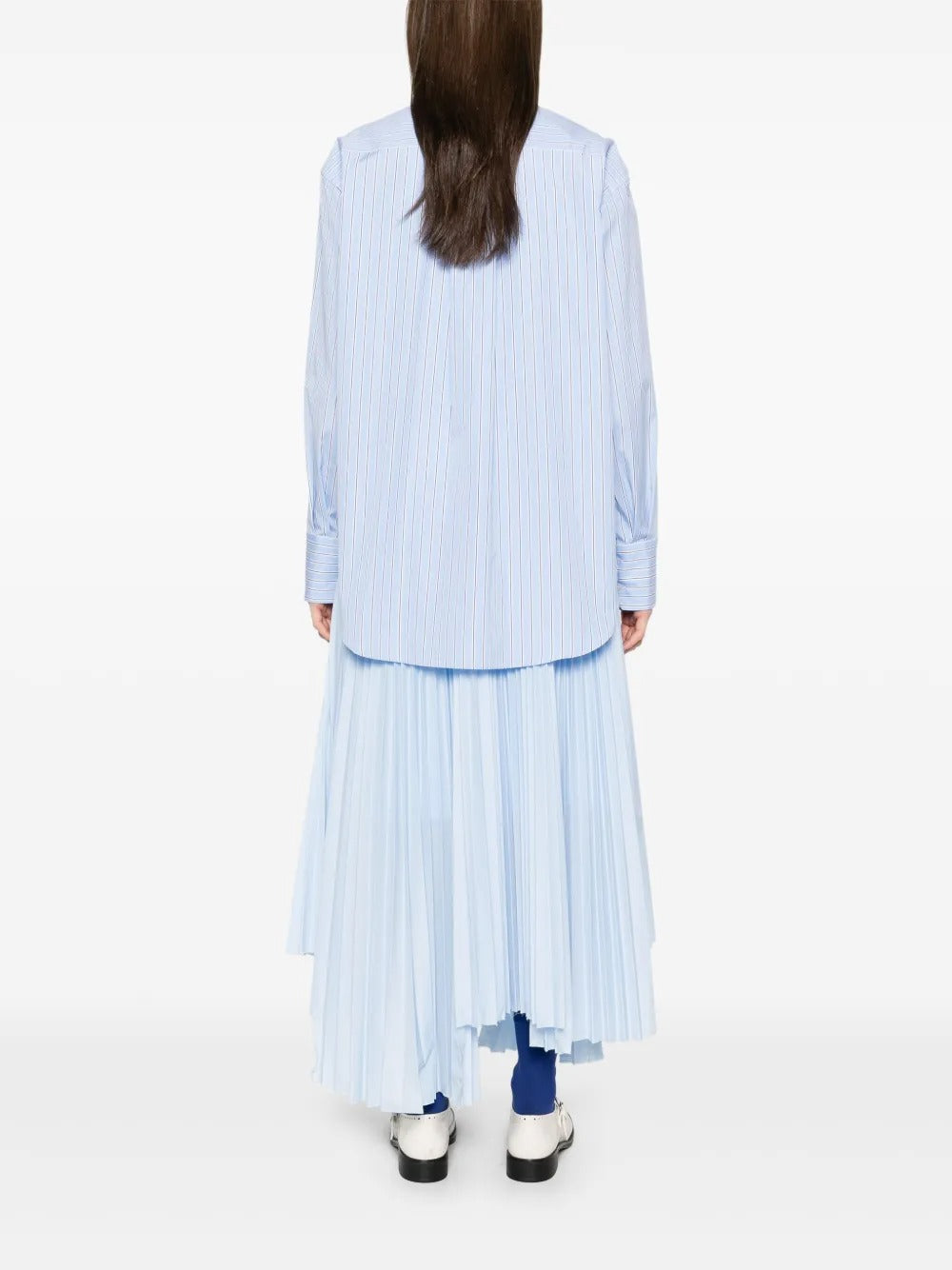 PLAN C STRIPED SHIRT WITH SCARF
