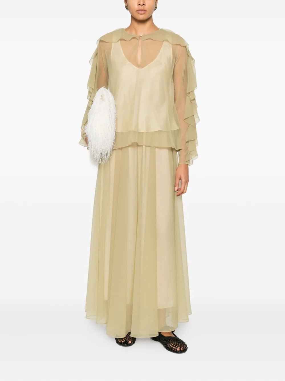FORTE FORTE RUFFLED CHIFFON SHIRT