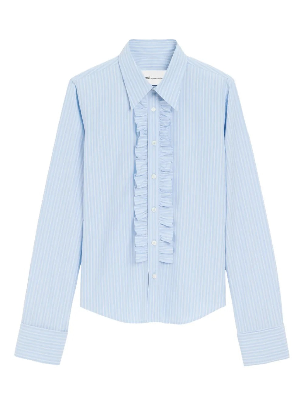 AMI PARIS RUFFLED STRIPED SHIRT