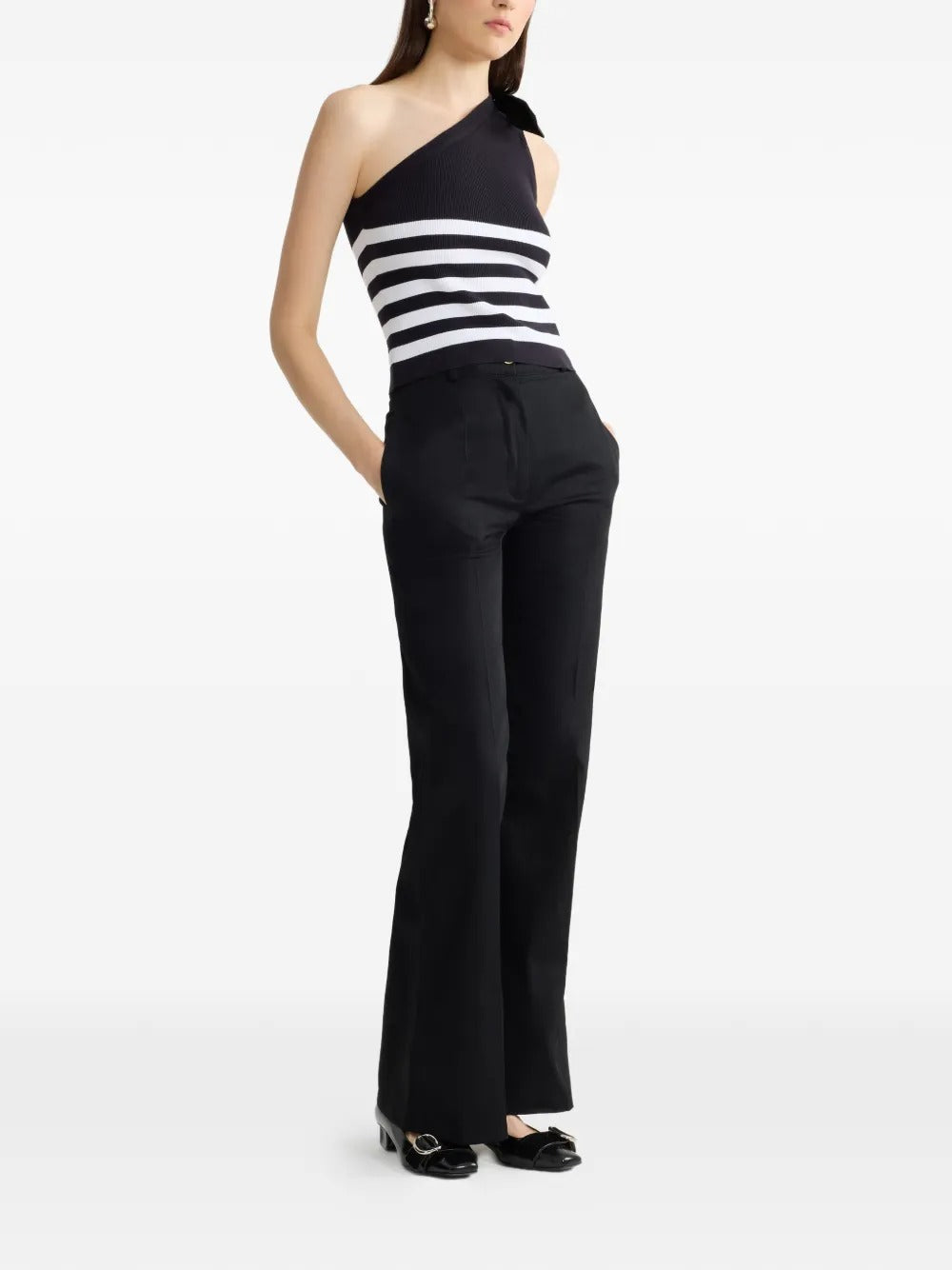 PATOU STRIPES ONE SHOULDER TOP
