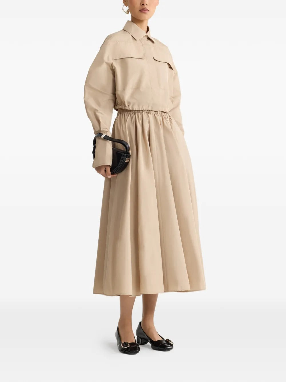 PATOU ELASTICATED MIDI SKIRT