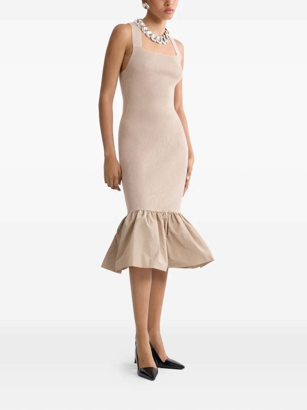 PATOU LONG MIX FAILLE KNIT DRESS