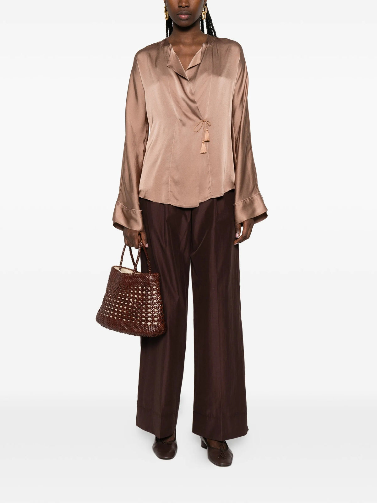 FORTE FORTE SATIN CROSS BLOUSE