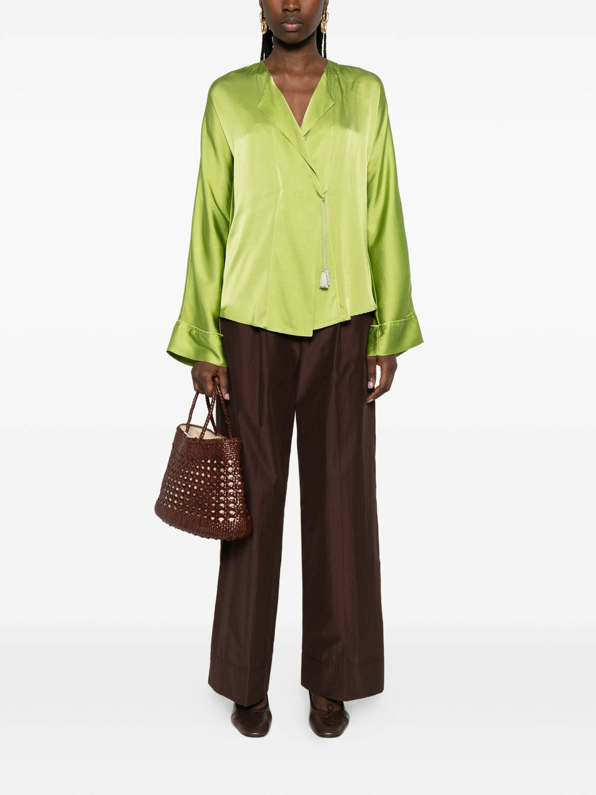 FORTE FORTE SATIN CROSS BLOUSE