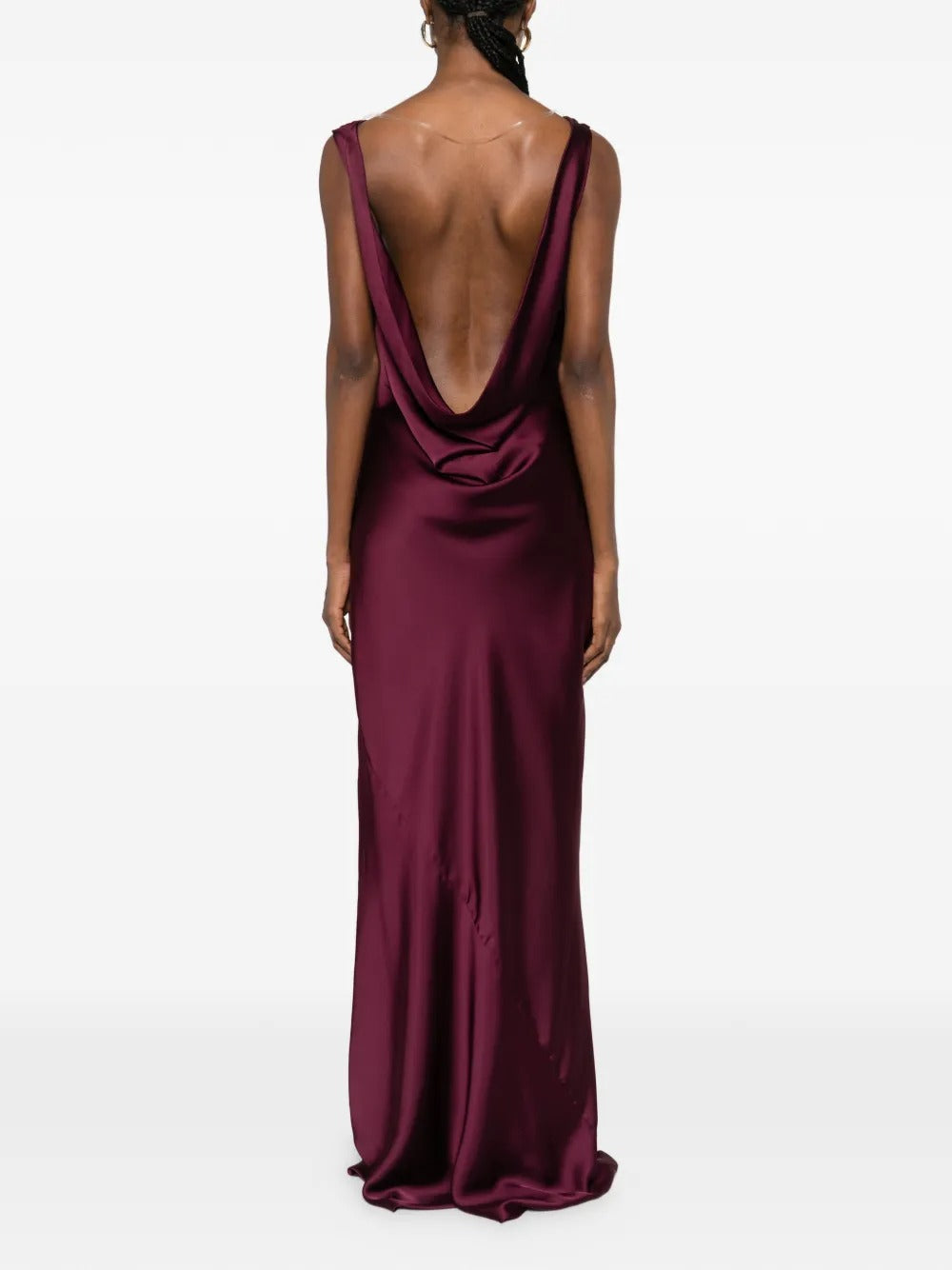 NORMA KAMALI SLEEVELESS LOW BACK DRAPE GOWN