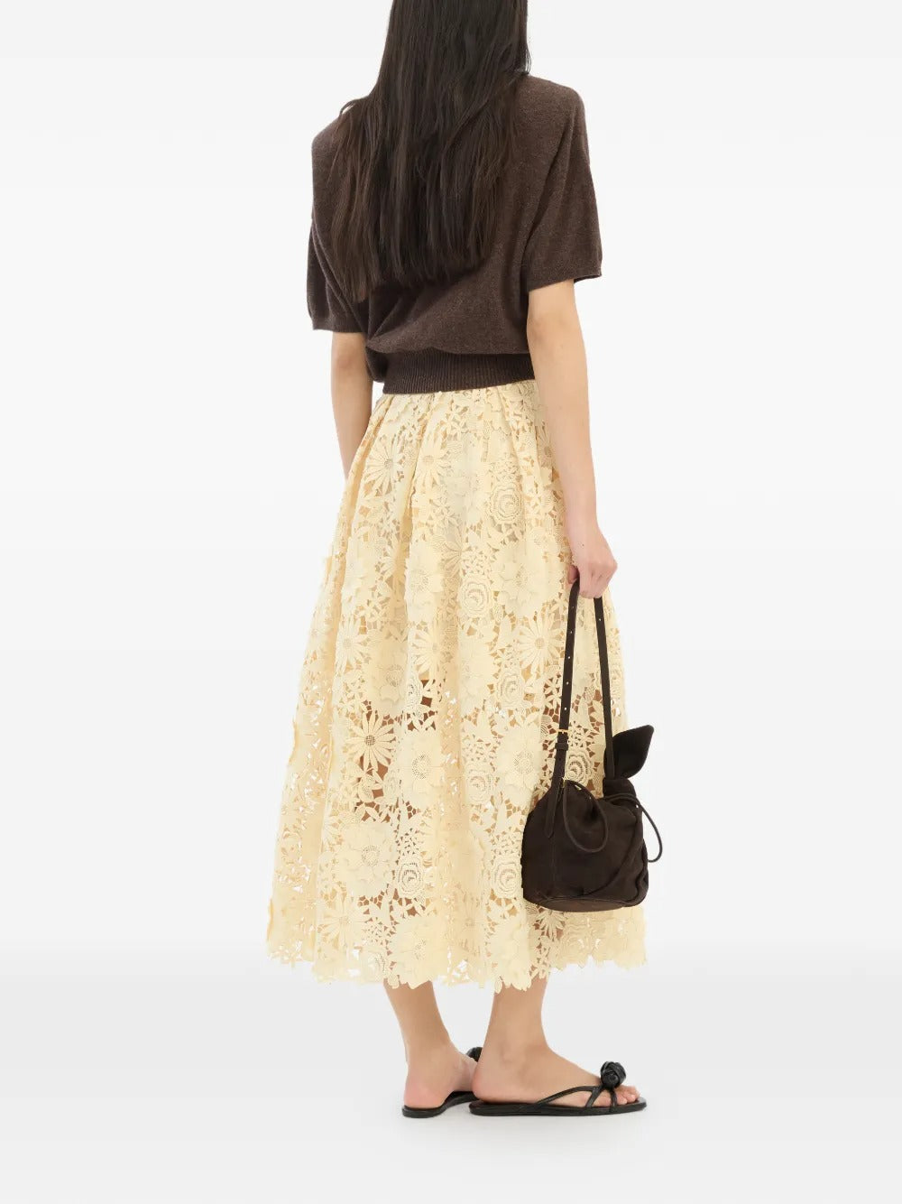 ROTATE 3D LACE MIDI SKIRT