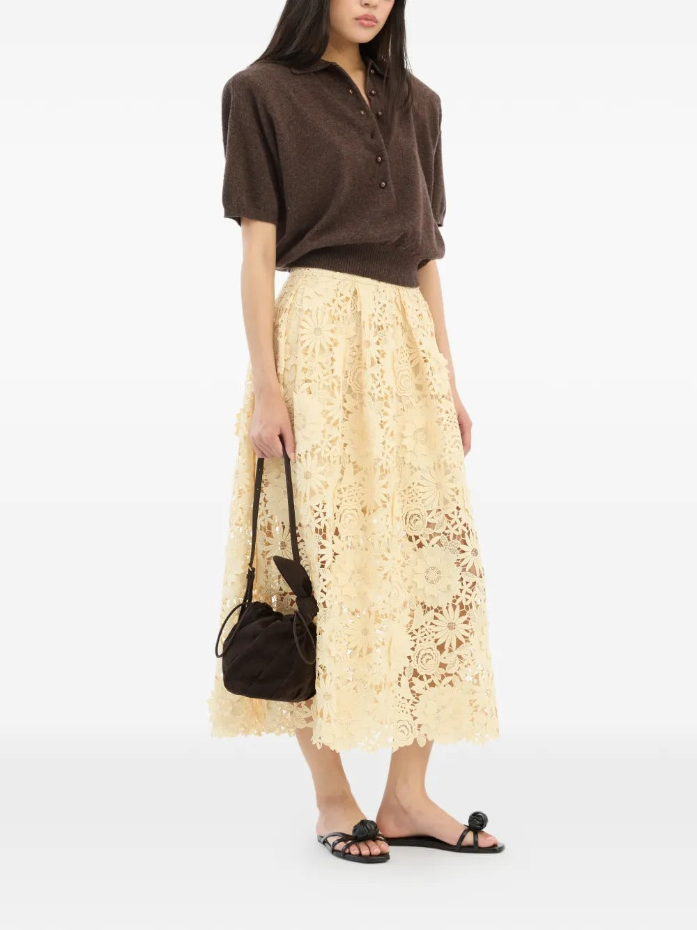 ROTATE 3D LACE MIDI SKIRT