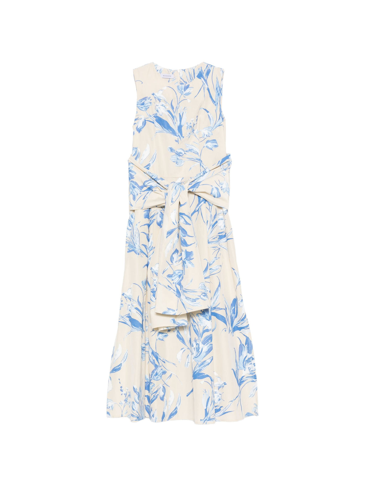 ROSSO 35 BOW FLORAL MIDI DRESS