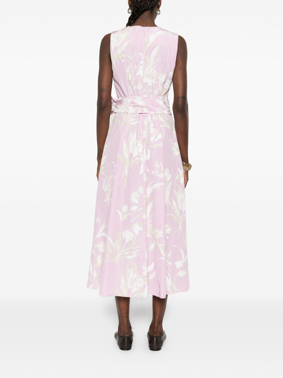 ROSSO 35 BOW FLORAL MIDI DRESS