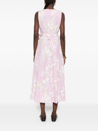 ROSSO 35 BOW FLORAL MIDI DRESS