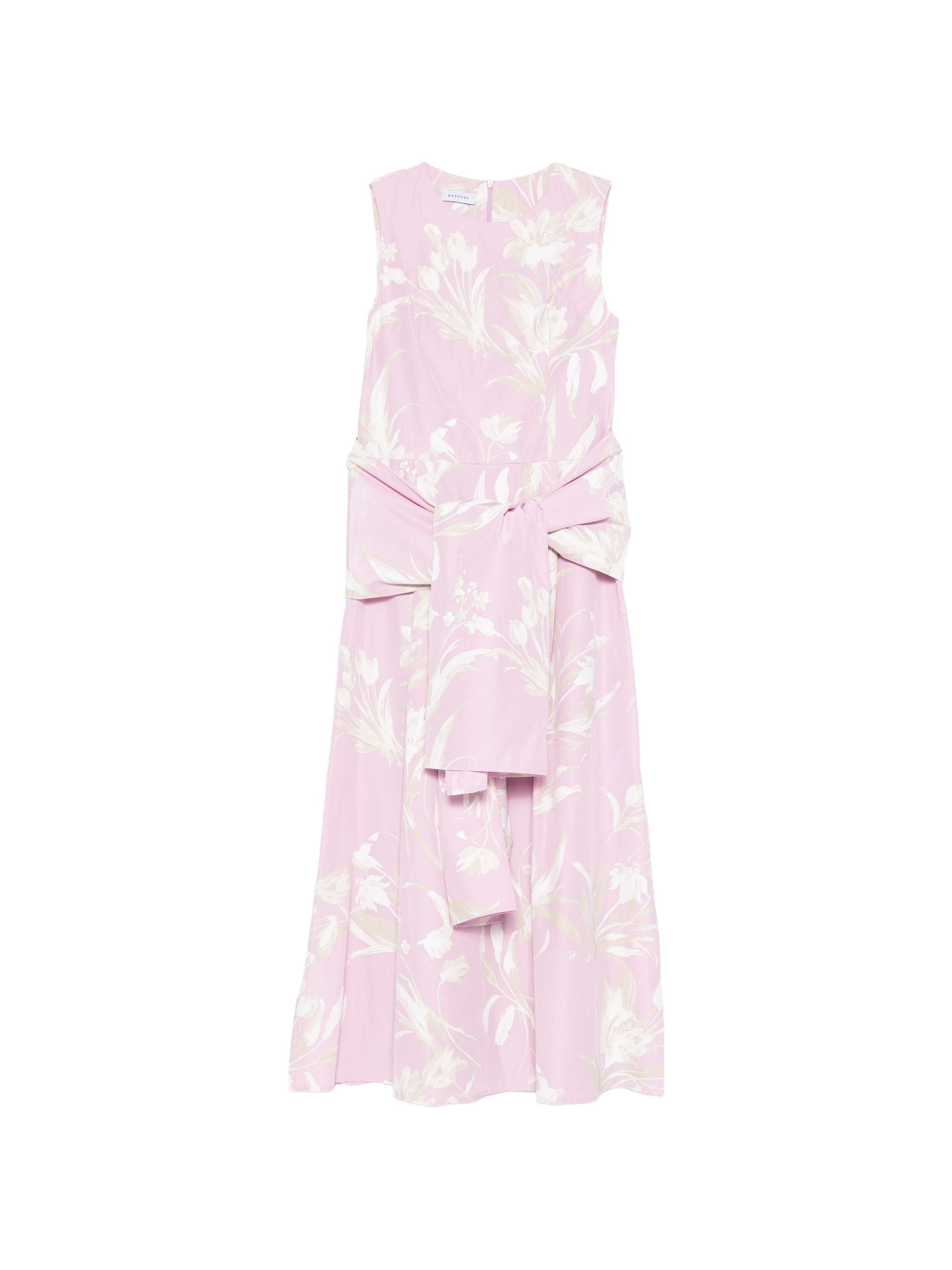 ROSSO 35 BOW FLORAL MIDI DRESS