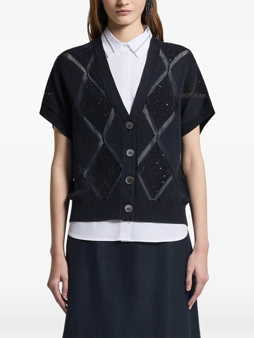 PESERICO SIGN ARGYLE CARDIGAN