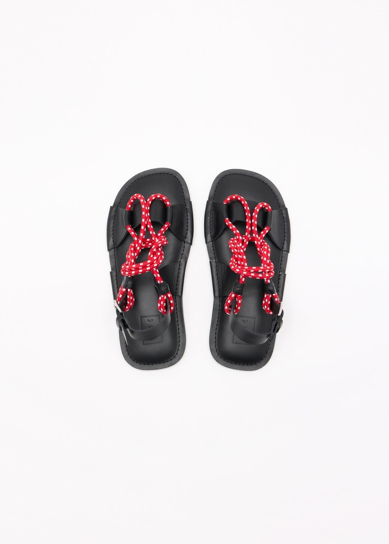 PLAN C KNOTTED CORD LEATHER SANDALS
