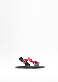 PLAN C KNOTTED CORD LEATHER SANDALS